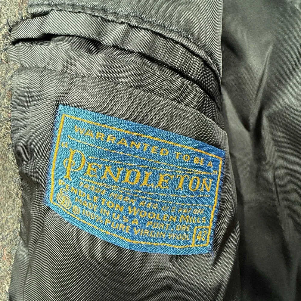PENDLETON Men's Gray Western Elbow Patch Wool Jacket Sport Blazer Size‎ 42 USA